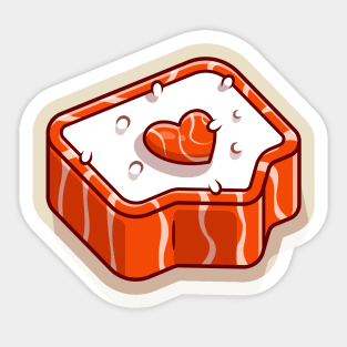 Sushi Salmon Love Cartoon Sticker